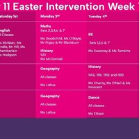 Year 11 Intervention Sessions over Easter