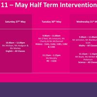 Y​ear 11 May Half Term Intervention