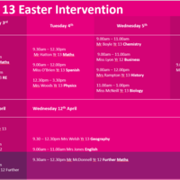 Year 12 and 13 Intervention Sessions over Easter 